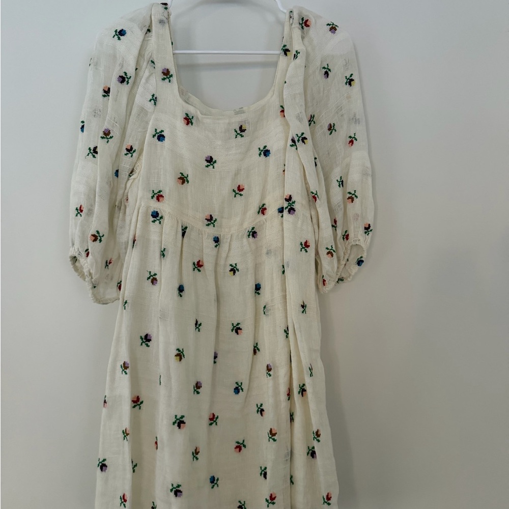 Kimchi Blue Ivory Dress with Multicolor Floral Accents